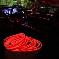  EL Cold Line Flexible Car Lights 12V Car LED Neon EL Wire Auto Lamps on Car Cold Light-RED