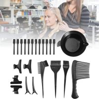 Hair Dye Brush and Bowl Set, 23Pcs Salon Hair Coloring Dyeing Kit Color Dye Spatulas Brush Comb Clips Bowl Mixing Tint Tool Hair Bleaching Tools