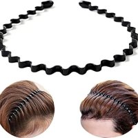 Metal Hair band-Multifunctional Unisex Wavy Black Metal Hairbands for Men & Women,