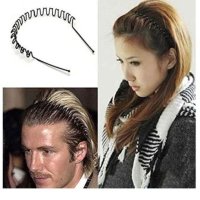 RICH AND FAMOUS Black Metal Abhishek Bachchan and David Beckham Style Inspired Zigzag Wavy Hairband for Men and Women