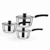 3 Pcs Classic Stainless Steel Sauce Pans for induction Stove 