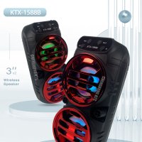 KTX-1588B dual 3 inch amplifier portable speaker altavoz outdoor wireless party speaker with fm radio