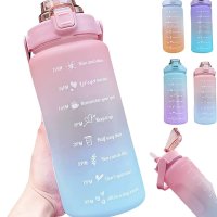 1 Litre Water Bottle, Big Water Bottle with Straw, Leakproof Sport Water Bottle with Time Markings Reminder,Motivational Water Bottle for Fitness, Camping Yoga Trave Gym Outdoor Sports