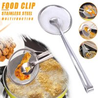 Filter Spoon with Clip 2 in 1 Multi-Functional Serving Tong Pakkad Mesh Strainer
